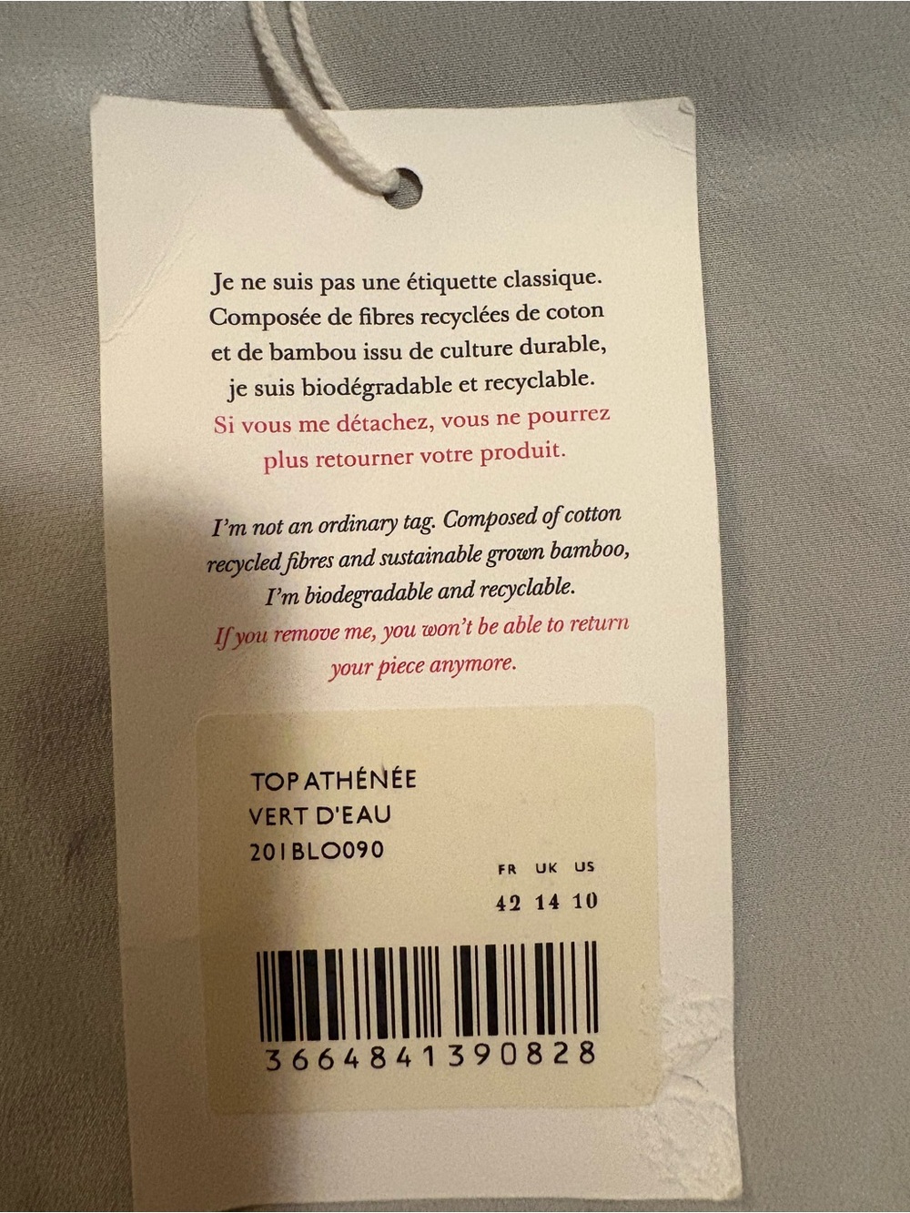 Sezane Athenee Vert D'eau Cami - Picture 3 of 5
